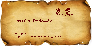 Matula Radomér névjegykártya